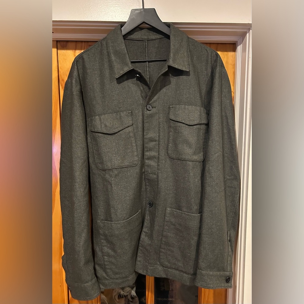 Massimo Dutti Olive Green Shirt Jacket